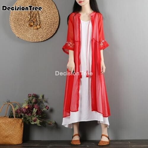 2021 kimono cardigan traditional chinese tops for women oriental linen shirt blouse female hanfu top chinese style qipao top