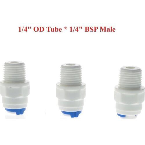 3 Pieces 1/4" OD Tube - 1/4" Inch BSP Male Quick Connector RO Water Straight Male BSP And Pipe Without trouble Of Nut Connector