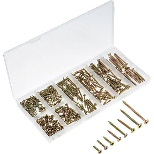 345Pcs/Box M3 M3.5 M4 Galvanized Phillips Cross Flat Head Self Tapping Screw Color Zinc Plated Countersunk Head Wood Screws