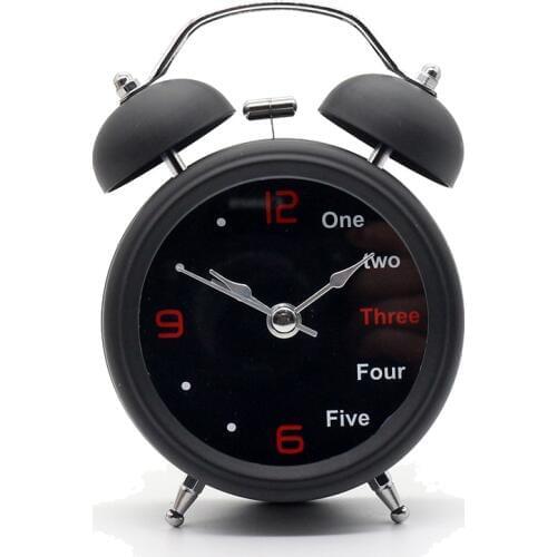 4 Inch Black Metal Classical Double Bell Alarm Clock Silent Desk Table clock Backlight Bedroom Office Bedside Clock