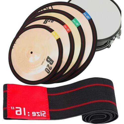 4Pcs Elastic Belt Dampener Drumming Practice Drum 14/16/18/20inch Cymbal Keyboard Mute Silencer Pad Stop Voice Coil Tape