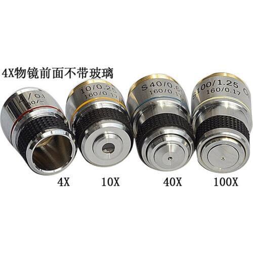 4X 10X 40X 100X 4PCS Professional Lab Use Educational School Biological Microscope 185 Achromatic Objective Lens Free Shipping
