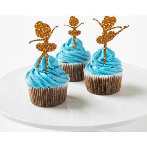 Glitter Ballerina Birthday Ballet Girls baby shower birthday cupcake toppers party cake decoration doughnut food toothpicks