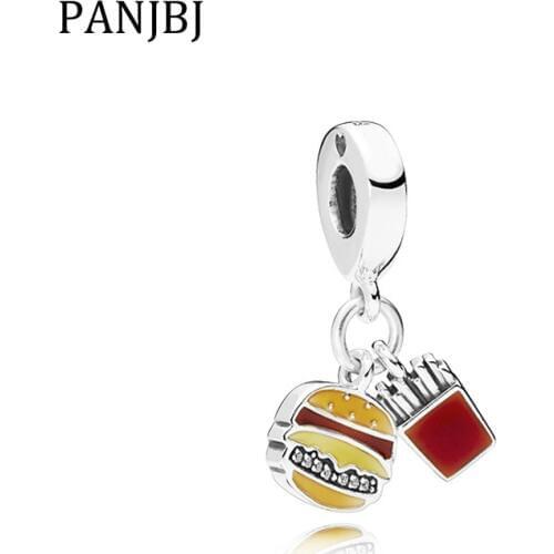 New Bead Alloy Burger & Fries Dangle Charm Fit Original Bracelet Necklace DIY Women Jewelry