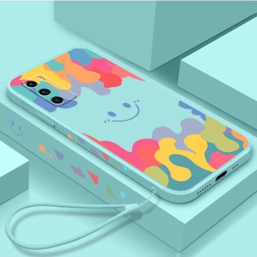 For Huawei P40 Pro Plus Case Soft Liquid silicone Watercolor Smile Skin protect Back Cover Case For Huawei P50 P30 Pro P40 Lite