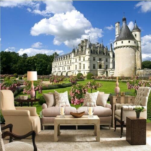 Photo wallpaper 3D mural custom castle garden beautiful scenery wallpaper living room television background wall mural