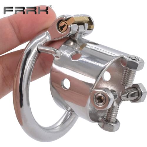 FRRK Spiked Cock Rings Metal Penis Cage Stainless Steel Male Chastity Belt Devices Decoration BDSM Sex Toys Bondage Stealth Lock