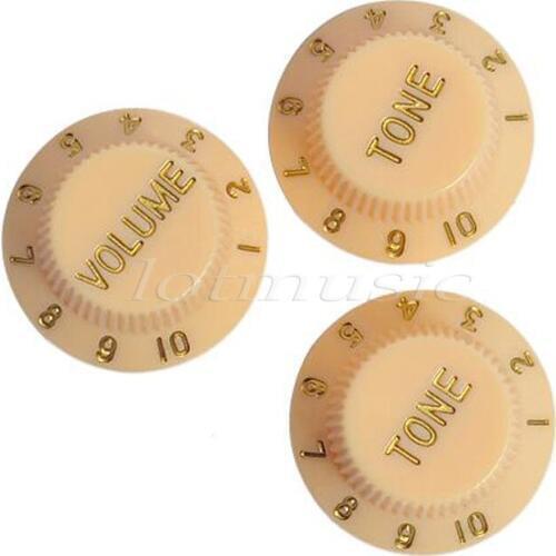 Guitar Knobs 1Volume 2Tone Guitar Knob Cream for Strat Guitar Replacement