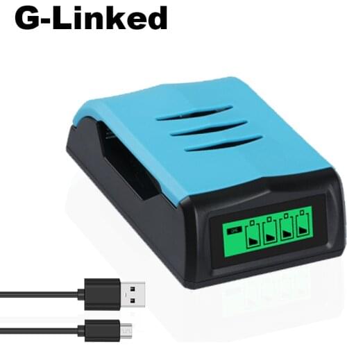 G-Linked LCD Display with 4 Slots Smart Intelligent Battery Charger for AA / AAA NiCd NiMh Rechargeable Batteries