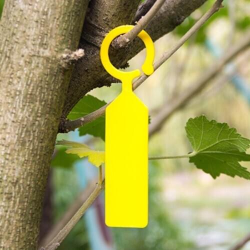 100 PCS Ring Plastic Hanging Labels Garden Plant Pot Markers Reusable Waterproof Thick Hook Tree Tags Decoration Tool