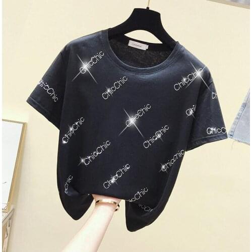 Korean White T shirt Women Clothes Cotton Fashion Female T-Shirt Summer Tops Black Tee Shirt Short Sleeve New
