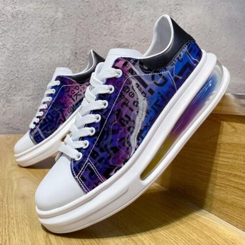 Luxury Designer Print Men Shoes Air Cushion Sneakers Hip Hop Leather Platform Casual Flats Zapatillas Hombre shoes 156