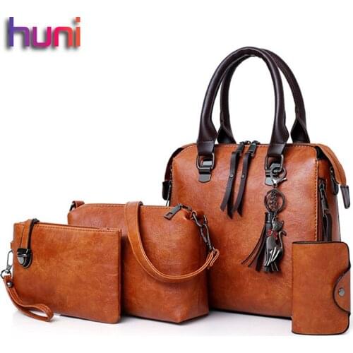 Hot Selling Fashion Casual Picture Bag function Tassel Pendant Lady Tote Bags Retro Multi Piece Set High Quality Women Bag