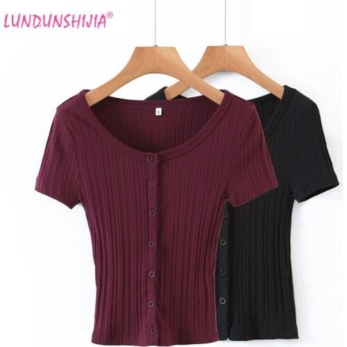 LUNDUNSHIJIA 2021 Spring Summer Women Casual Short-Sleeve Cardigans Big Elastic Knitting Thin Sweater Crop Tops