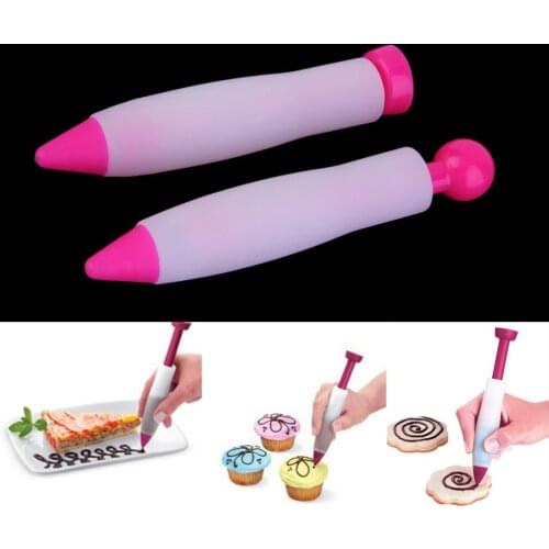 Cute Silicone Cake Cookie Pastry Cream Chocolate Syringe Decorating Pen Food Writing Pen For Cake Mold Cream Cup