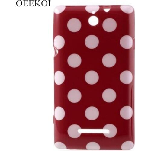 OEEKOI Polka Dots Soft TPU Gel Case Cover Back Skin for Sony Xperia E Dual C1605 C1604 Free Shipment