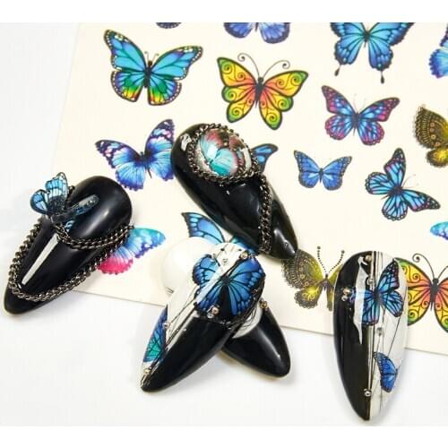 Butterfly Christmas Snow Winter Nail Stickers Transfer Decals DIY Nail Foil Nail Art Manicure Decorations Water Sticker Tips