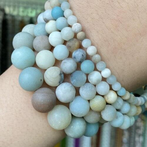 Natural Dull Polished Matte Amazonite Stone Beads For Jewelry Making Diy Bracelet Necklace Round Loose Spacer Beads 4-12mm 15