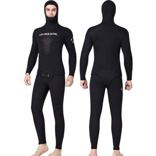 3mm Neoprene Wetsuit men Long-sleeved Scuba Spearfishing hooded Diving suit Snorkeling surfing 2-pieces set swinter Swimsuit