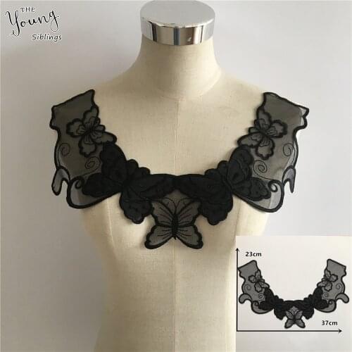 New arrive Lace collar Embroidery butterfly Organza Applique Sewing DIY Lace Neckline Trim Decorate Dress Accessory Scrapbooking