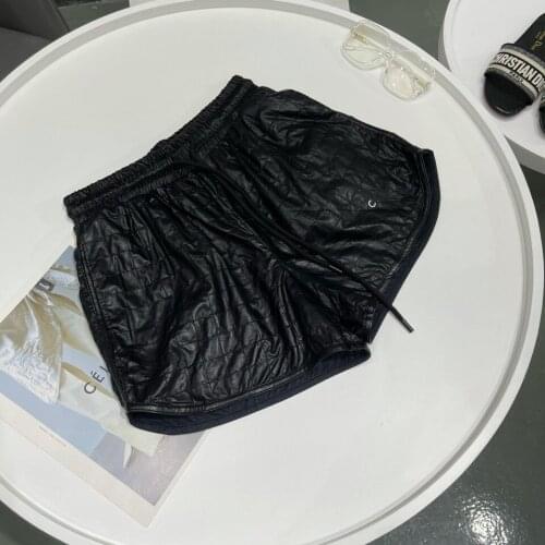 New womens triangle leather shorts high waist design elastic waist design versatile artifact