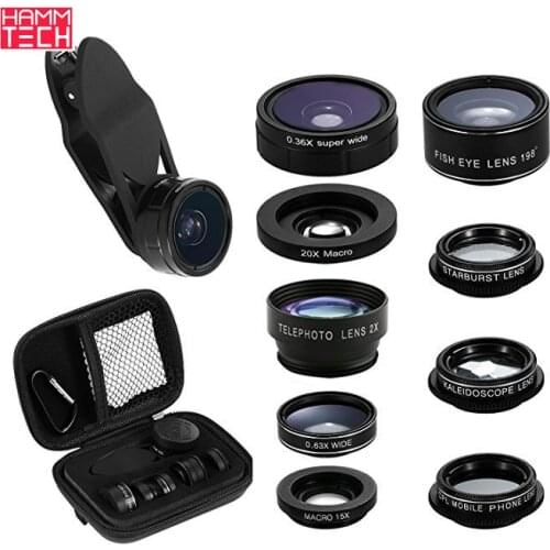 9 IN 1 Mobile Phone Lens 0.36X Wide Angle + Fisheye + CPL + Sextant Camera Lens Set Recommended By Mobile Phone Photographers