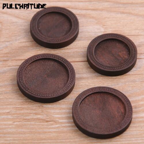 10pcs/lot 20/25mm Inner Size Brown Color Round Wood Cabochon Base Setting Charms Pendant Necklace Findings P6948