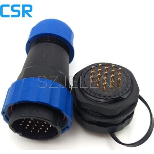 SD28TP-ZM,19 pin Waterproof and dustproof connectors male female,IP67, LED 19pin power cable wire connectors, Panel cutout 28mm