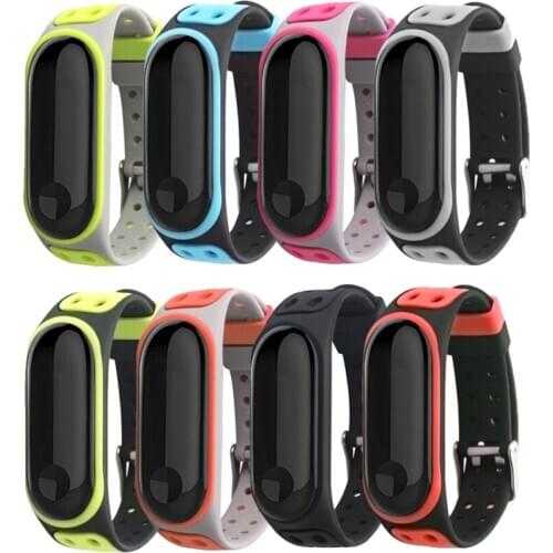 Replacement Anti-Lost Strap for Mi band 5 Silicone Double Color Double-breasted Sports Wrist Strap for Xiaomi Mi Band 5