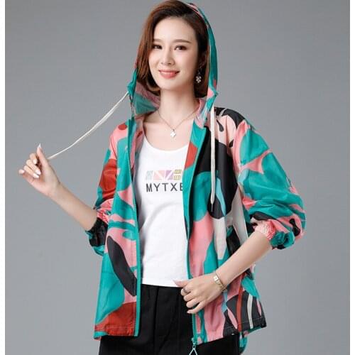 Printing sunscreen Camouflage clothes sunscreen clothes air conditioning shirt thin coat fattening oversize middle aged womens