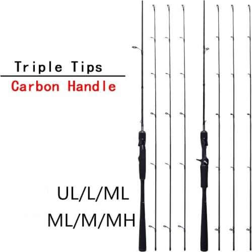 Fishing Rod Triple Tips Carbon Lure Rod Fishing Combo Casting Rod With Wheel Spinning Rod With Wheel Long Cast Rod Fishing Reel