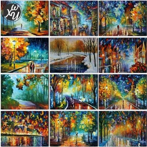 Street Landscape 5D Diamond Painting Kits for Adult Love Tree Diamond Mosaic Wall Art Full Drill Round Square Diamond Home Decor