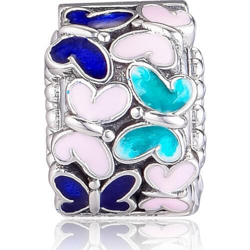 Spring Garden Butterfly Arrangement Clip Charm Fits DIY sterling silver jewelry Bracelets For Woman Beads jewelry