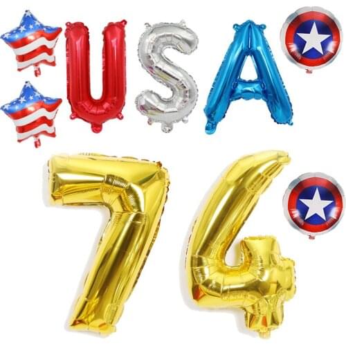 United States Independence Day Balloons usa Letter Set Gold 74 Balloons Holiday Decoration Aluminum Foil Balloons