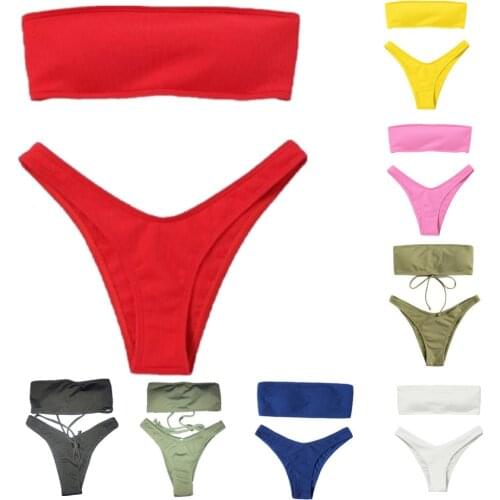 Female Beachwear Back Straps Sexy Biquini Swim Suit Off Shoulder Swimwear Brazilian Summer Beach Bathing Suit Push Up Bikini