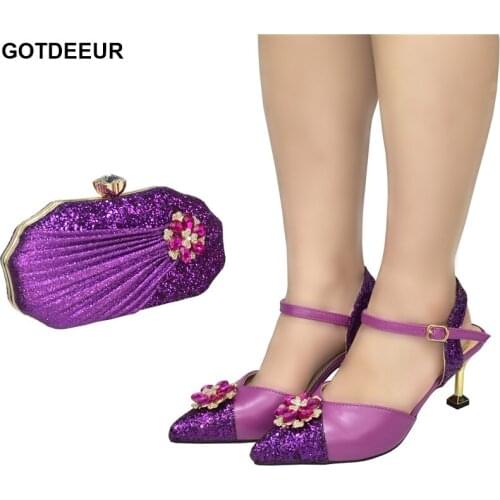 Women Italian African Party Pumps Shoes and Bag Set Matching Shoes and Bag Set in Heels Designer shoes women Luxury 2020