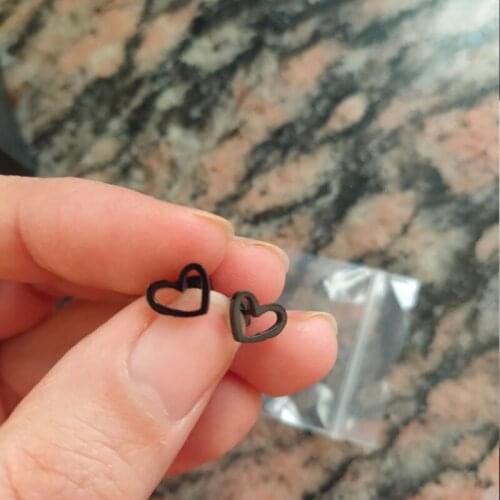 Fashion Black Mini Heart Stud Earring Woman Stainless Steel Snake Flower Round Crown Cross Smile Umbrella small Earring for Girl