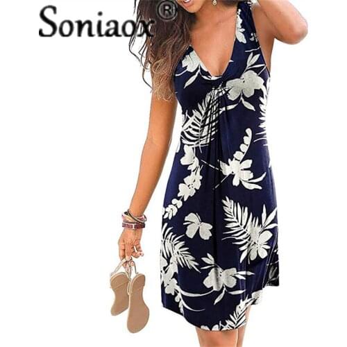 Beach Boho Print Dress 2021 New Sexy V-Neck Sleeveless Loose A-Line Dress Summer Women Casual Dresses Plus Size 4XL 5XL Vestidos
