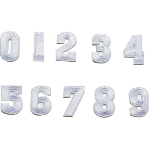10PCS White Embroidered Arabic Numerals Patches Sew Iron On Badges Numbers For Bag Jeans Hat T Shirt DIY Appliques Craft Decor