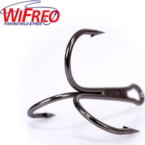 100pcs/Lot 12#-5/0# Black Nickel Fishing Hook High Carbon Steel Treble Hooks with Hole Carp Fishing Tackle Box