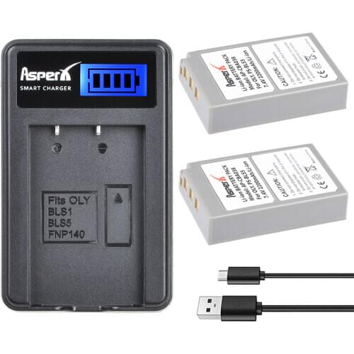2×PS-BLS5 BLS-5 BLS5 BLS-50 BLS50 Battery+LCD Fast Charger for Olympus PEN E-PL2,E-PL5,E-PL6,E-PL7,OM-D E-M10, E-M10 II, Stylus1