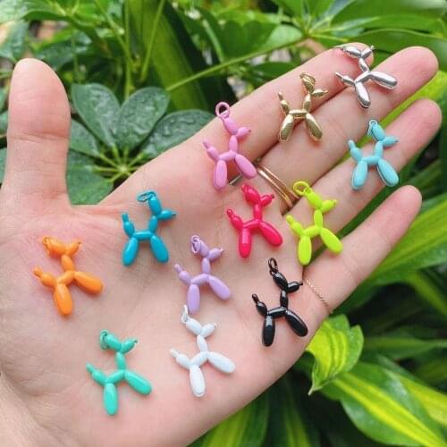 20Pcs 2021 Newest Cute Balloon Dog Puppy Necklace Fashion Colorful Enamel Pendant Jewelry Unisex For Gift Party