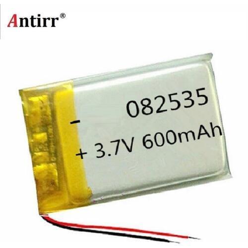 3.7v lithium Li ion polymer rechargeable battery 802535 082535 600mah Bluetooth audio emergency light mobile DVD free shipping