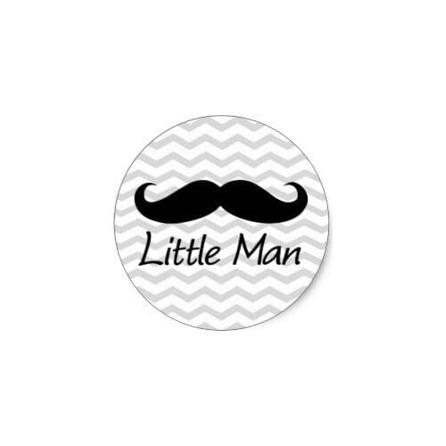 3.8m Little Man Mustache Chevron Cute Boys Favor/Seal Classic Round Sticker