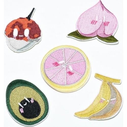 30pcs/lot Embroidery Patch Sticker Fruit Pink Peach Orange Banana Clothing Decoration Sewing Accessory Diy Applique