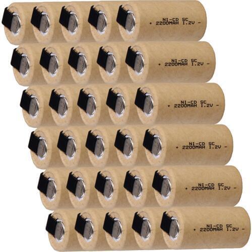 30 pcs SC 2200mah 1.2v battery NICD rechargeable batteries for electric screwdrivers for makita bosch B&D Hitachi metabo dewalt