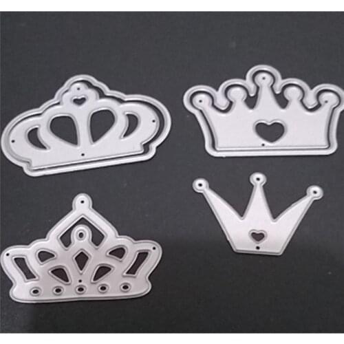 4-Pcs Crown Shaped Stitched Metal Cutting Dies Stencil Embossing Stencil for DIY Scrapbooking Album Card Craft