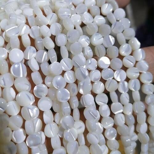 5/6/8/10/15mm Round White Natural Shell Beads Mother of Pearl Beads for Making DIY Necklace Earring Jewelry Strand