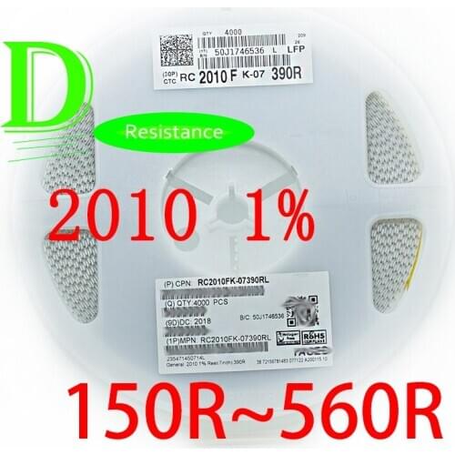 50PCS SMD Resistor 2010 1% RC2010FK-07 Series 150R 160R 180R 200R 220R 240R 270R 300R 330R 360R 390R 430R 470R 499R 510R 560R