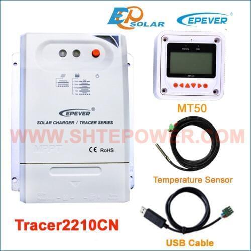 Battery 12V 24V auto charger work EPEVER Solar Controller tracer mppt Tracer2210CN USB and temp sensor 20A free shipping